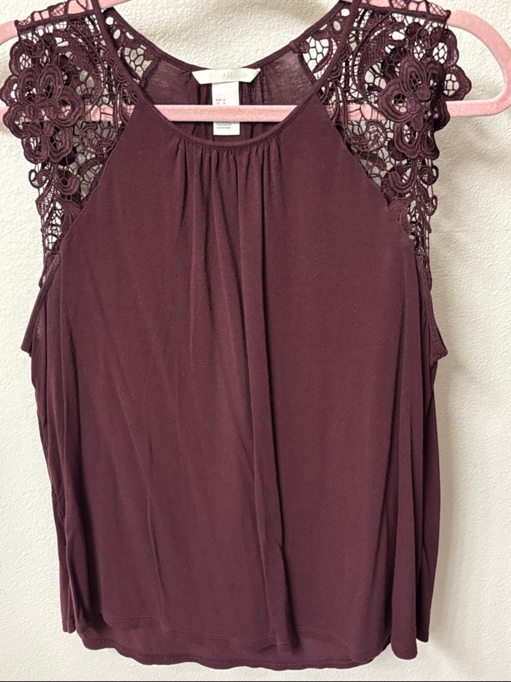 H&M Burgundy Crochet-Shoulder Sleeveless Camisole size M